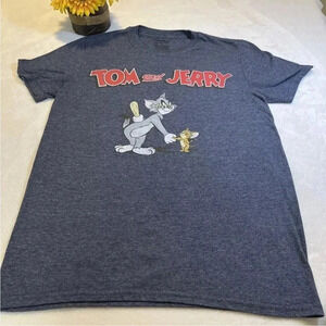 Hanna Barbera - Tom & Jerry Unisex size small short sleeve graphic T-shirt Blue